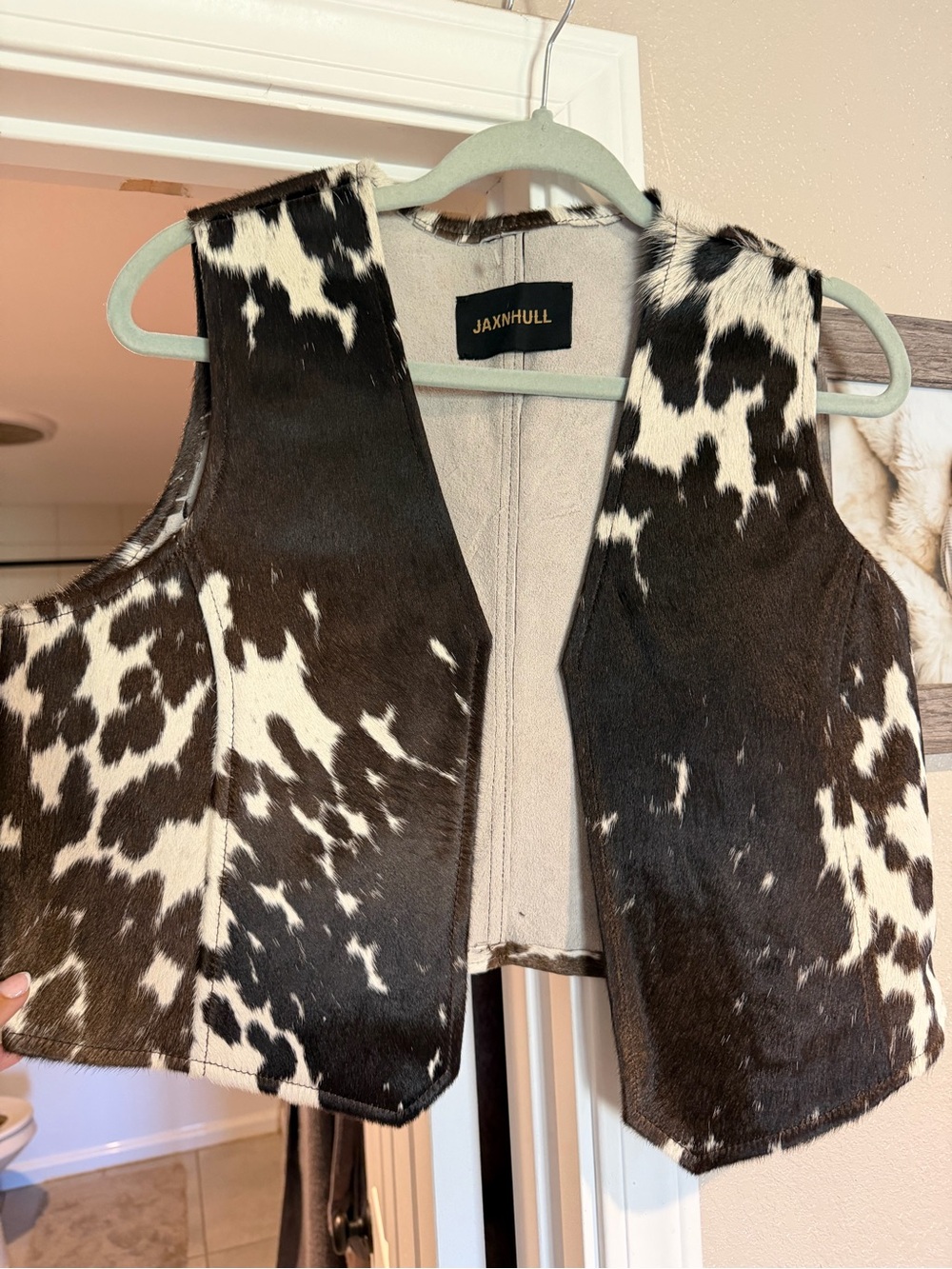 Black & White Cowhide Vest - Sleeveless Layering Piece